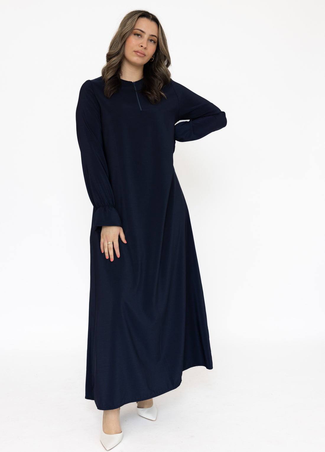 Abaya Aya voor dames – lichtblauw, beige, donkerblauw of mint, XS t/m XL – foto 9