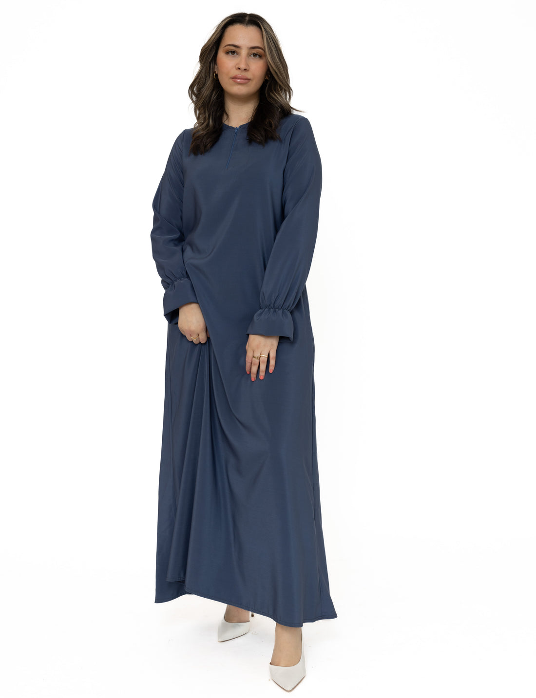 Abaya Aya voor dames – lichtblauw, beige, donkerblauw of mint, XS t/m XL – foto 6