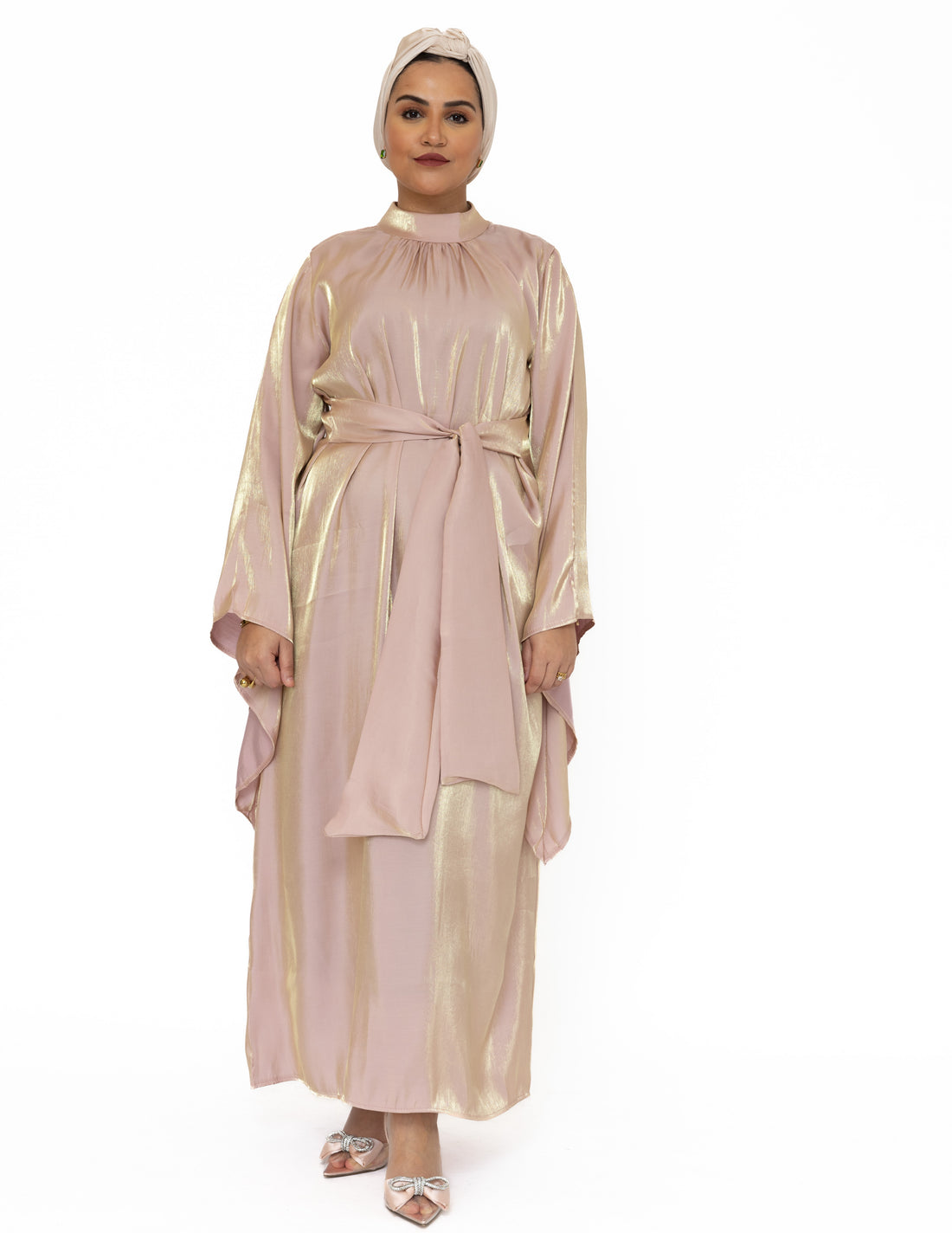 Amala jurk met glans – feestjurk voor bruiloft of Eid, zwart, navy of roze – foto 3