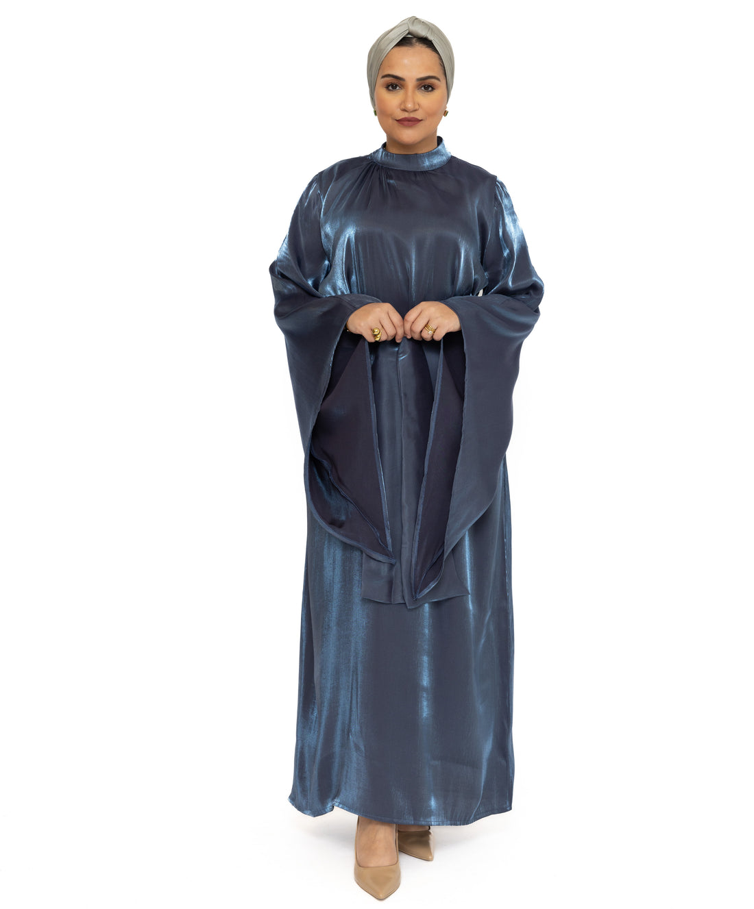 Amala jurk met glans – feestjurk voor bruiloft of Eid, zwart, navy of roze – foto 6