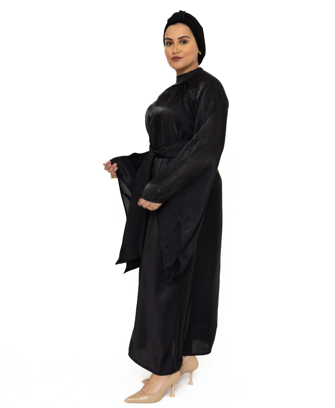 Amala jurk met glans – feestjurk voor bruiloft of Eid, zwart, navy of roze – foto 4