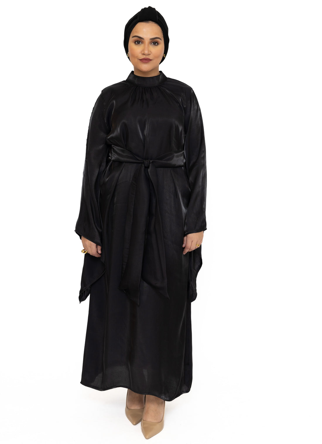 Amala jurk met glans – feestjurk voor bruiloft of Eid, zwart, navy of roze – foto 2