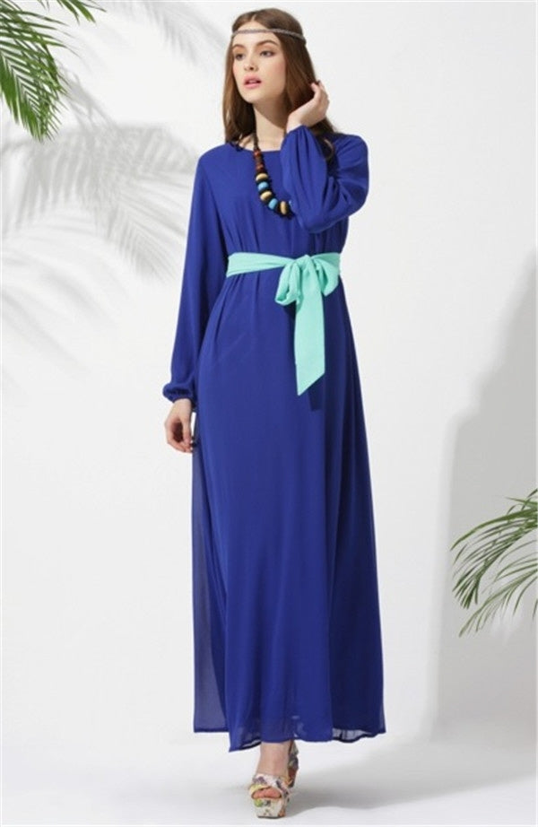 Bahraini abaya van chiffon – lange abaya met ronde hals, one size – foto 8