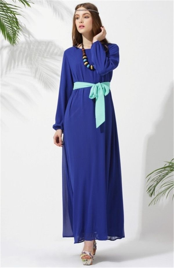 Bahraini abaya van chiffon – lange abaya met ronde hals, one size – foto 2