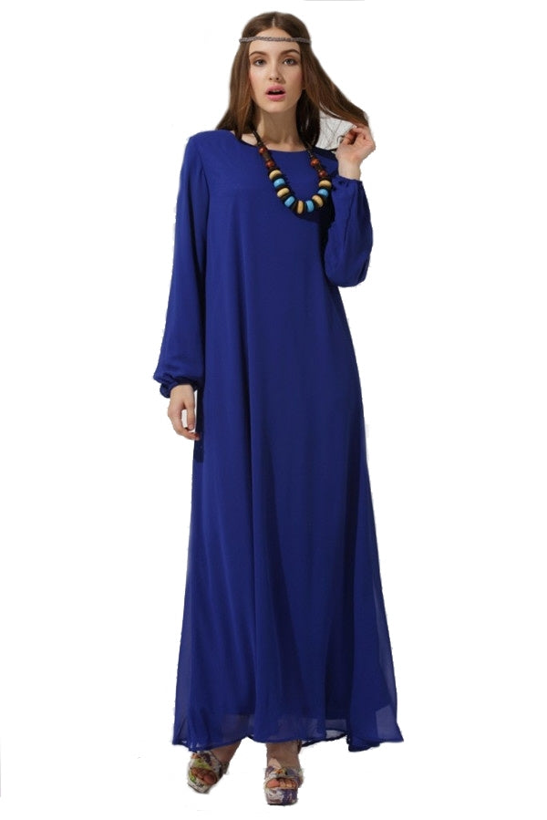 Bahraini abaya van chiffon – lange abaya met ronde hals, one size – foto 7