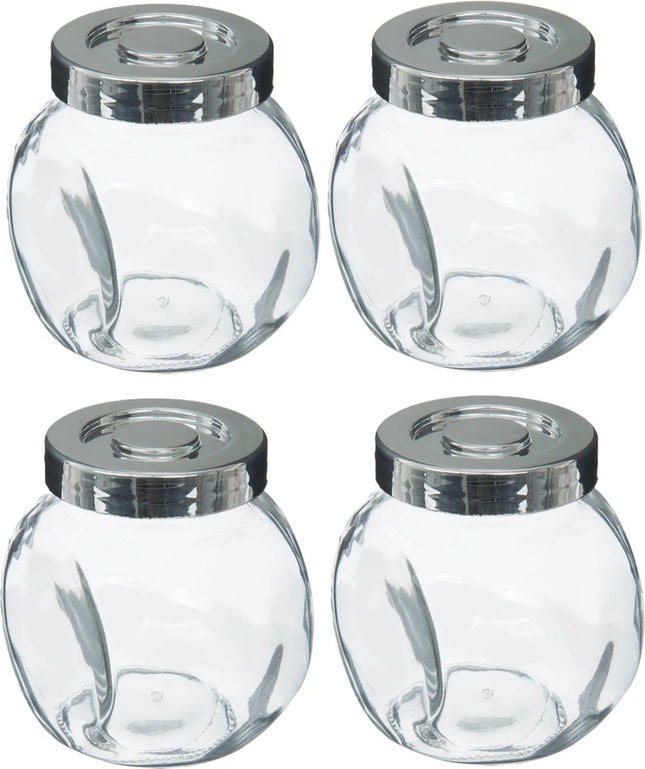 5Five kruidenpotjes van glas – set van 4 x 200 ml met luchtdichte RVS deksel