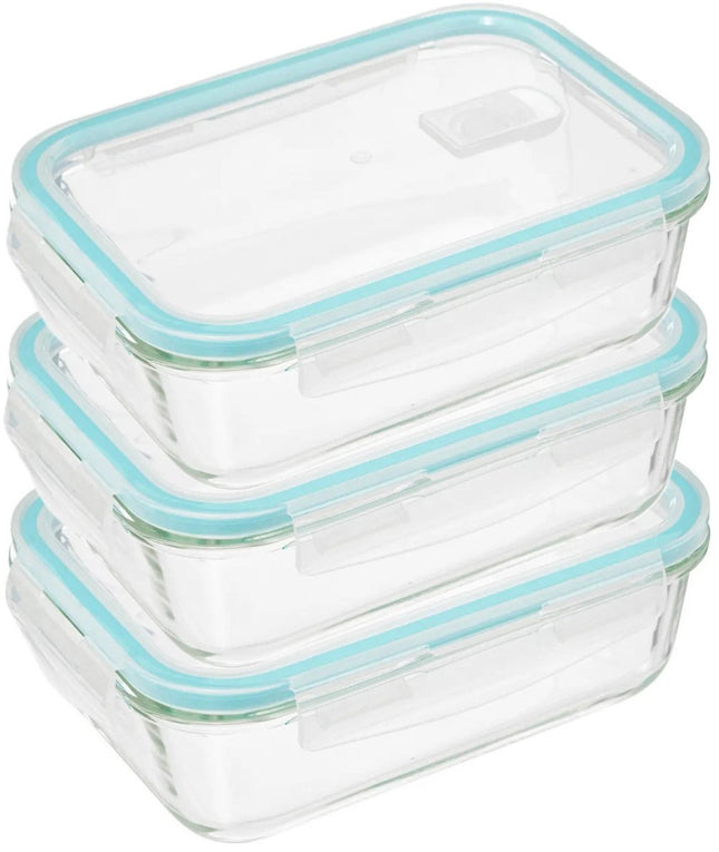 5Five glazen vershoudbakjes met deksel – set van 3, luchtdicht, 1180 ml