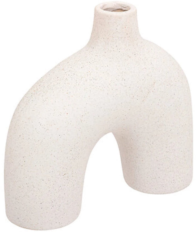Atmosphera witte vaas van zandkeramiek – asymmetrisch design, 17 cm hoog