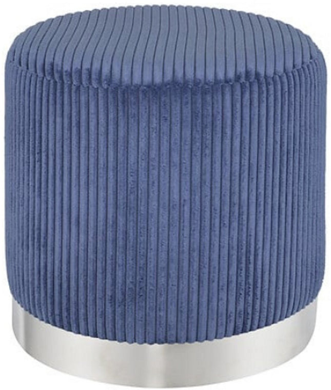Atmosphera Sylia Corduroy Pouffe - Ø38xH38 cm - Ink Blue