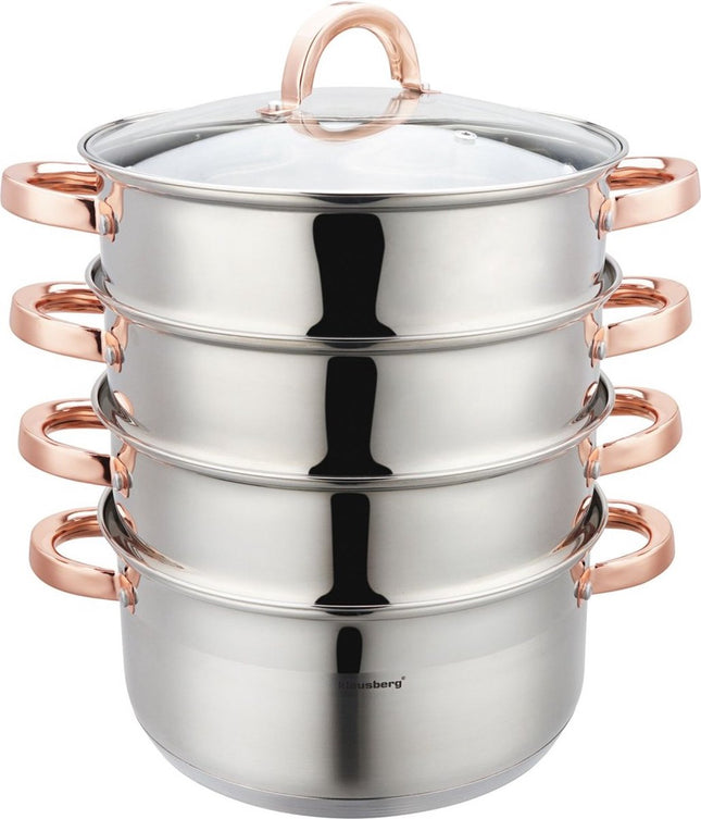 Klausberg 7736 stoompan 5-delig – rvs, Ø 24 cm, 5 liter, ook inductie