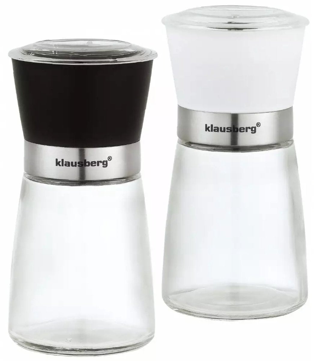 Klausberg KB7257 Salt and Pepper Mill Set - Durable Ceramic Mechanism - Elegant Glass Set