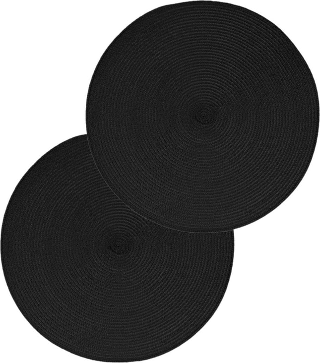 Secret de Gourmet ronde placemats zwart, set van 10 – gevlochten, Ø 38 cm