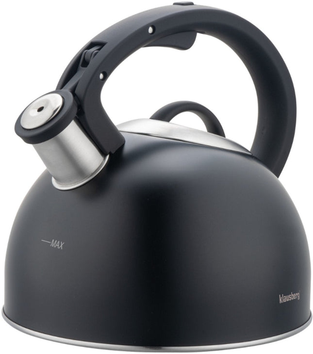 Klausberg 7911 - Whistling kettle - 2.5 litres - Stainless steel - black