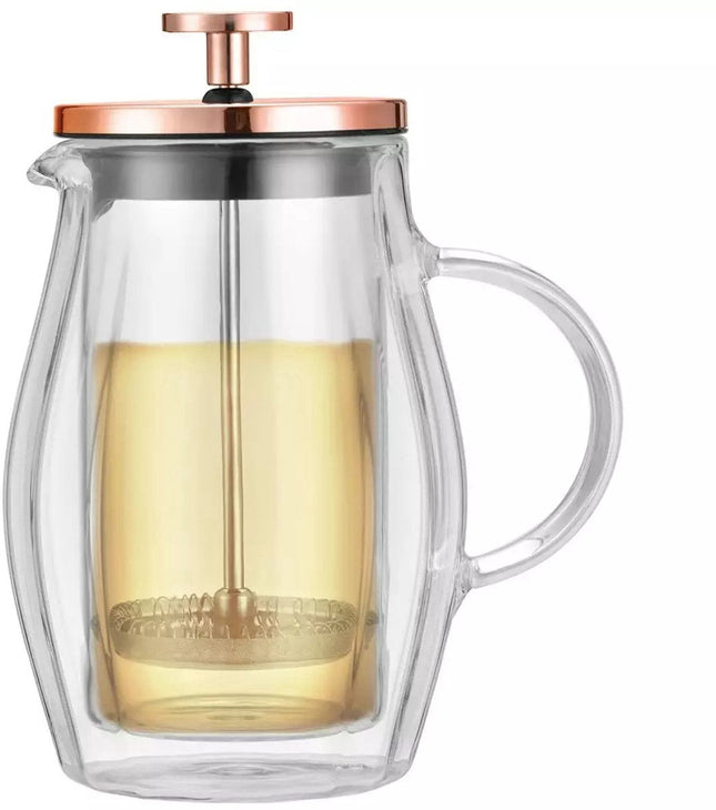 Klausberg piston koffie- en theepers koperkleur – dubbelwandig glas, 0,35 l
