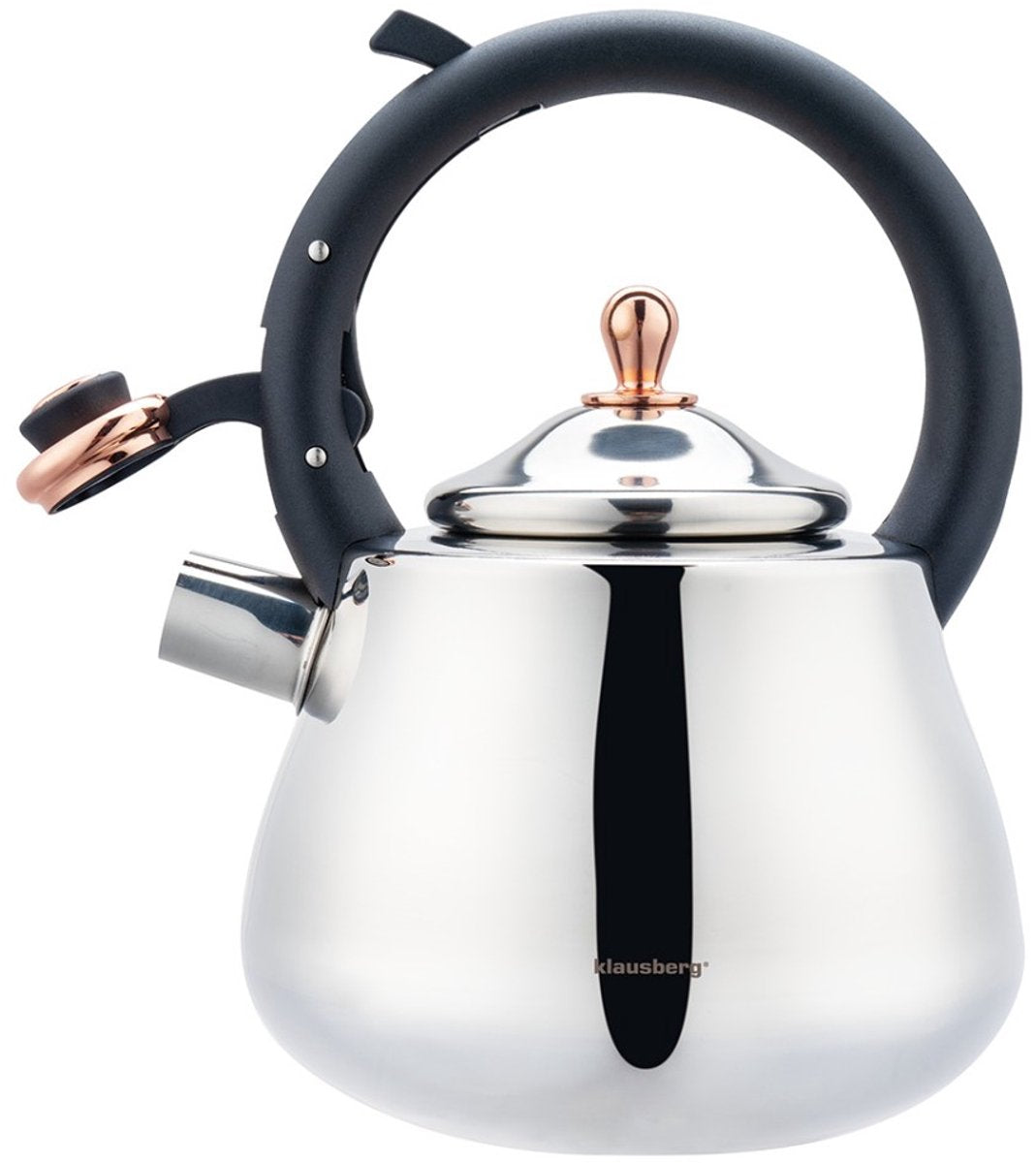 Klausberg 7776 fluitketel rvs 2,8 liter – zilverkleurig, voor alle warmtebronnen
