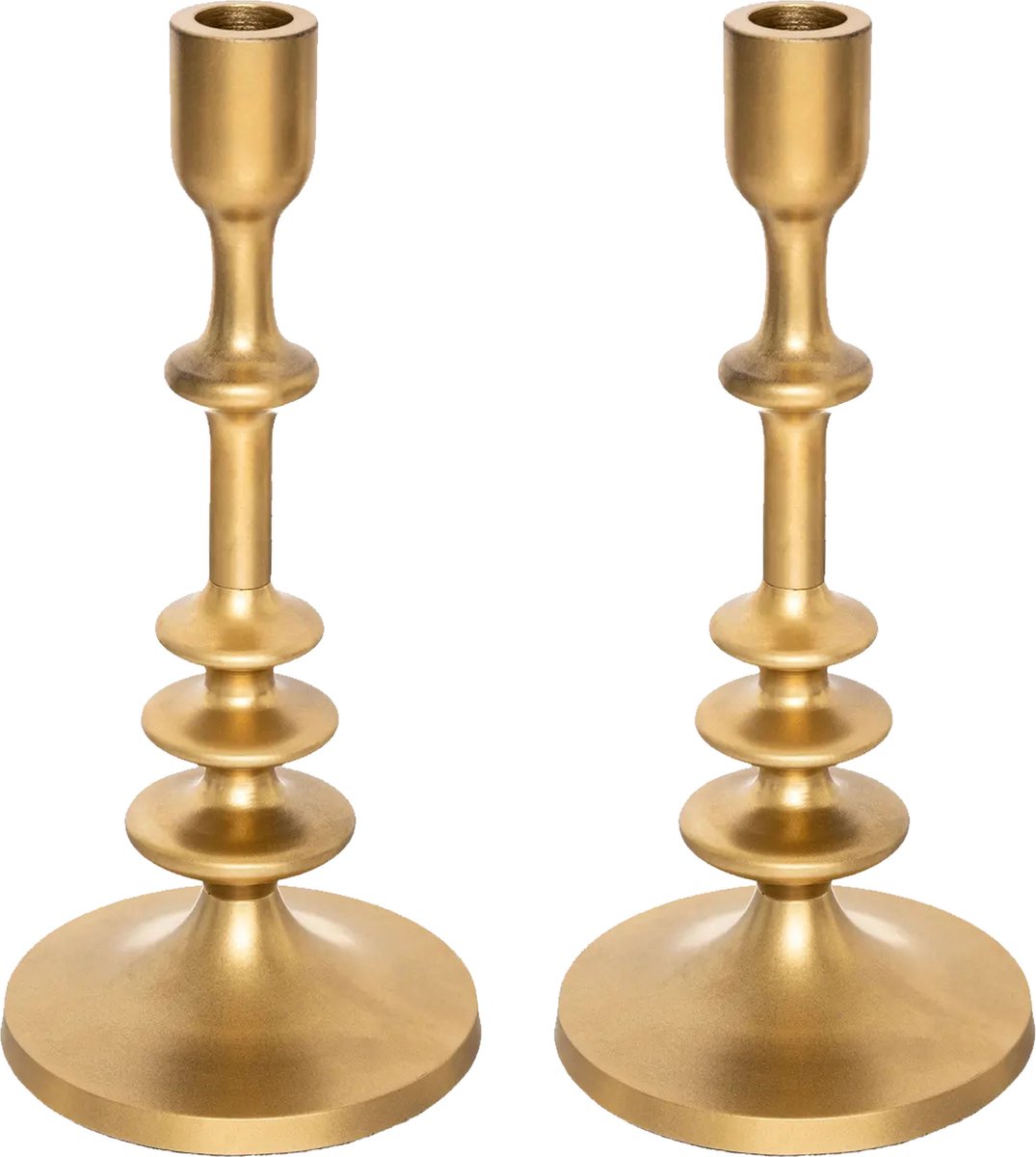 Atmosphera kandelaars voor dinerkaarsen, set van 2 – goud metaal, 26 cm hoog