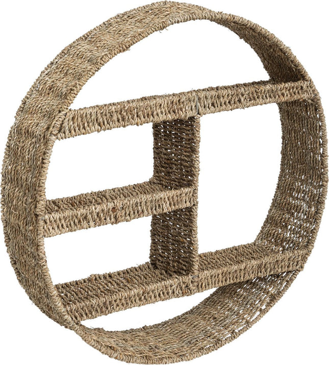 Atmosphera ronde wandplank Aria van riet – 3 plankjes, Ø 58 cm, bruin