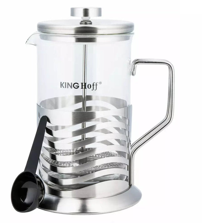 Kinghoff Glass and Stainless Steel Teapot - 0.8 Liter - Rich Flavor and Convenience - Dishwasher Safe