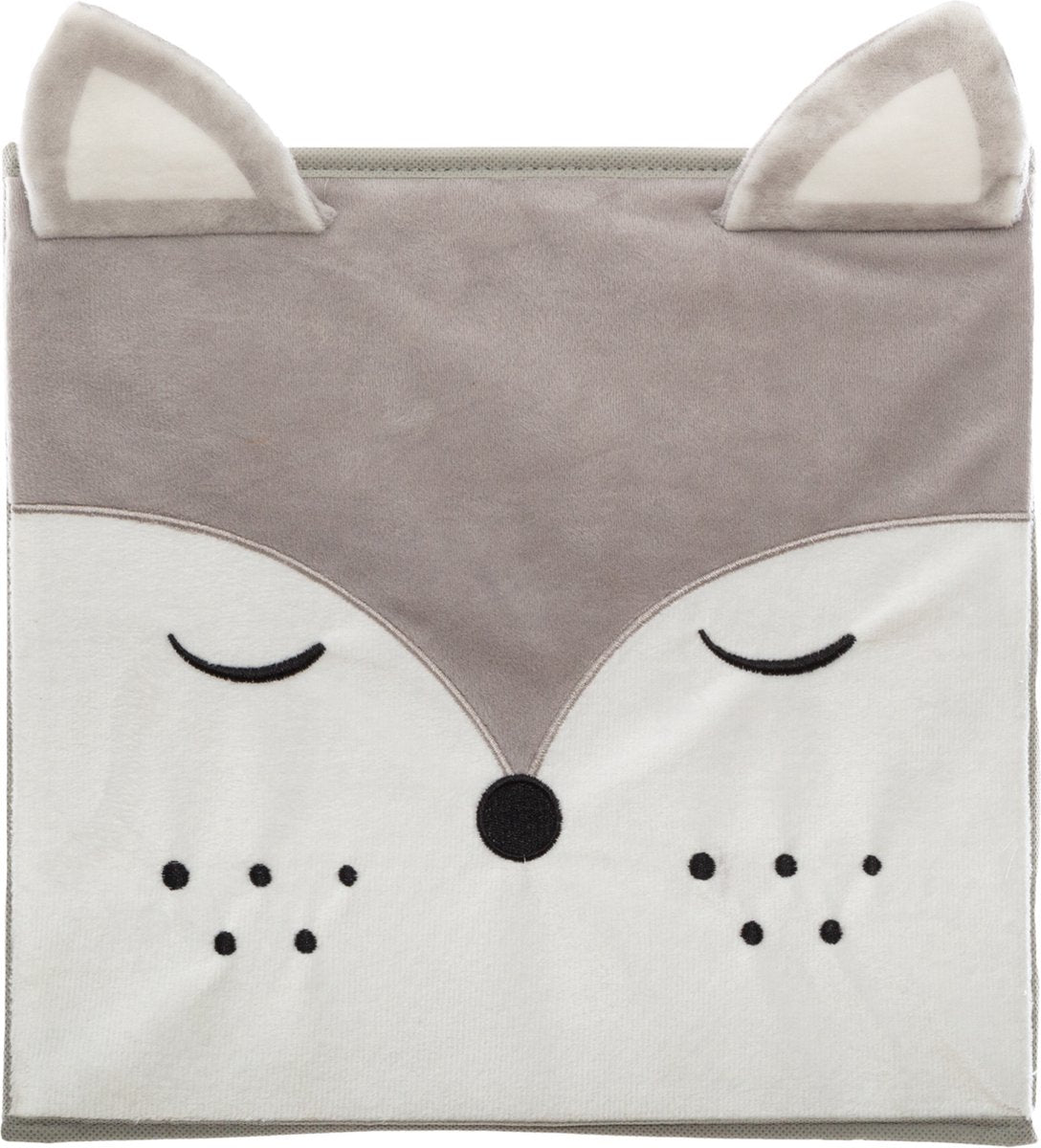 Atmosphera opbergmand vos voor kinderen – set van 2, grijs, 30 x 30 cm
