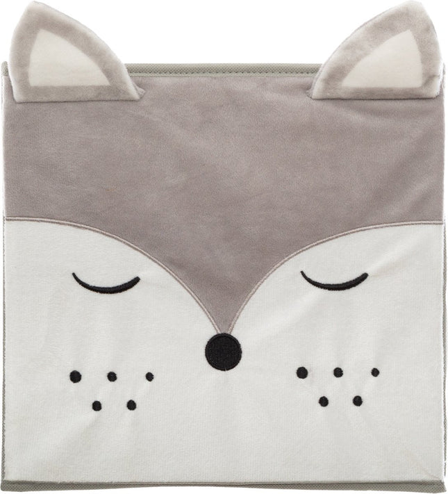 Atmosphera opbergmand vos voor kinderen – set van 2, grijs, 30 x 30 cm
