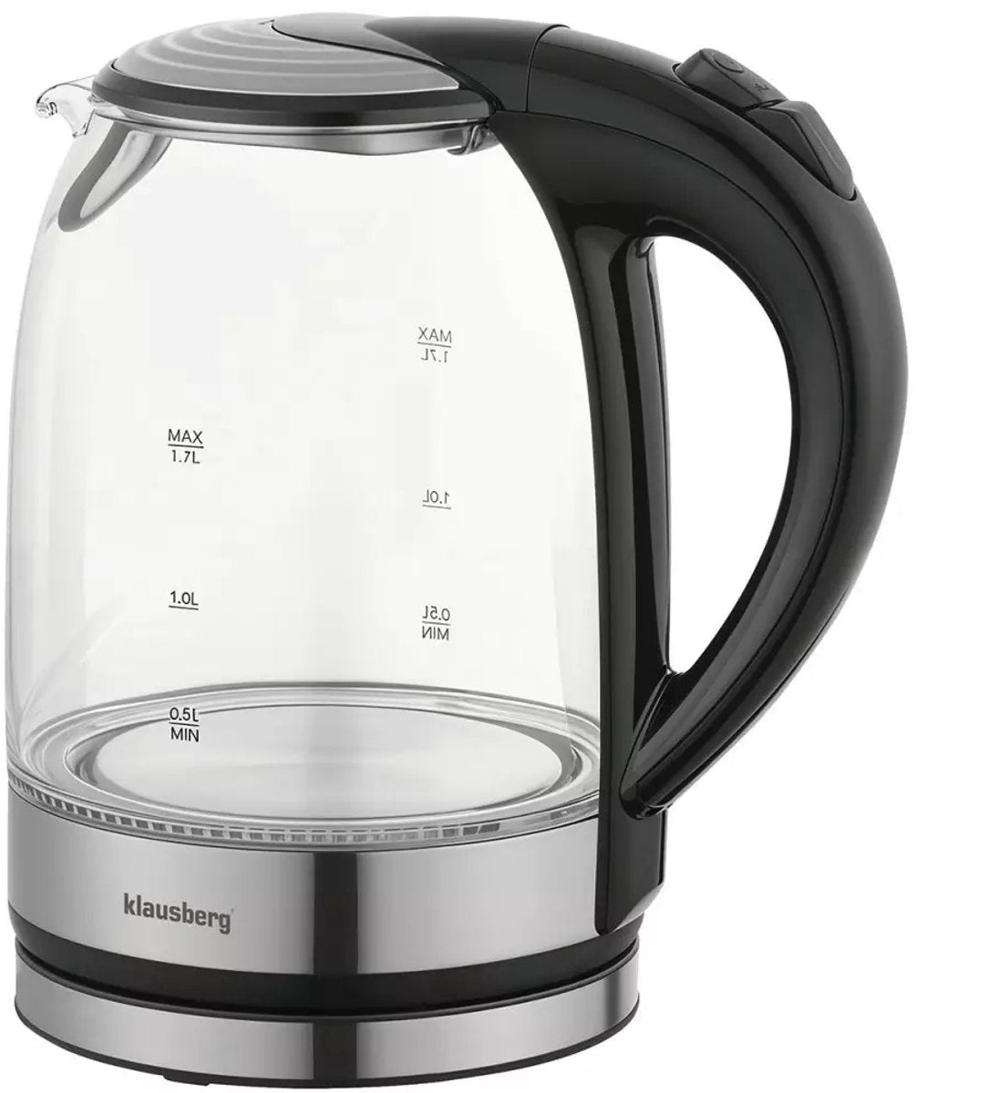 Klausberg KB7886 glazen waterkoker 1,7 liter – 1800 W, RVS 304, ledverlichting