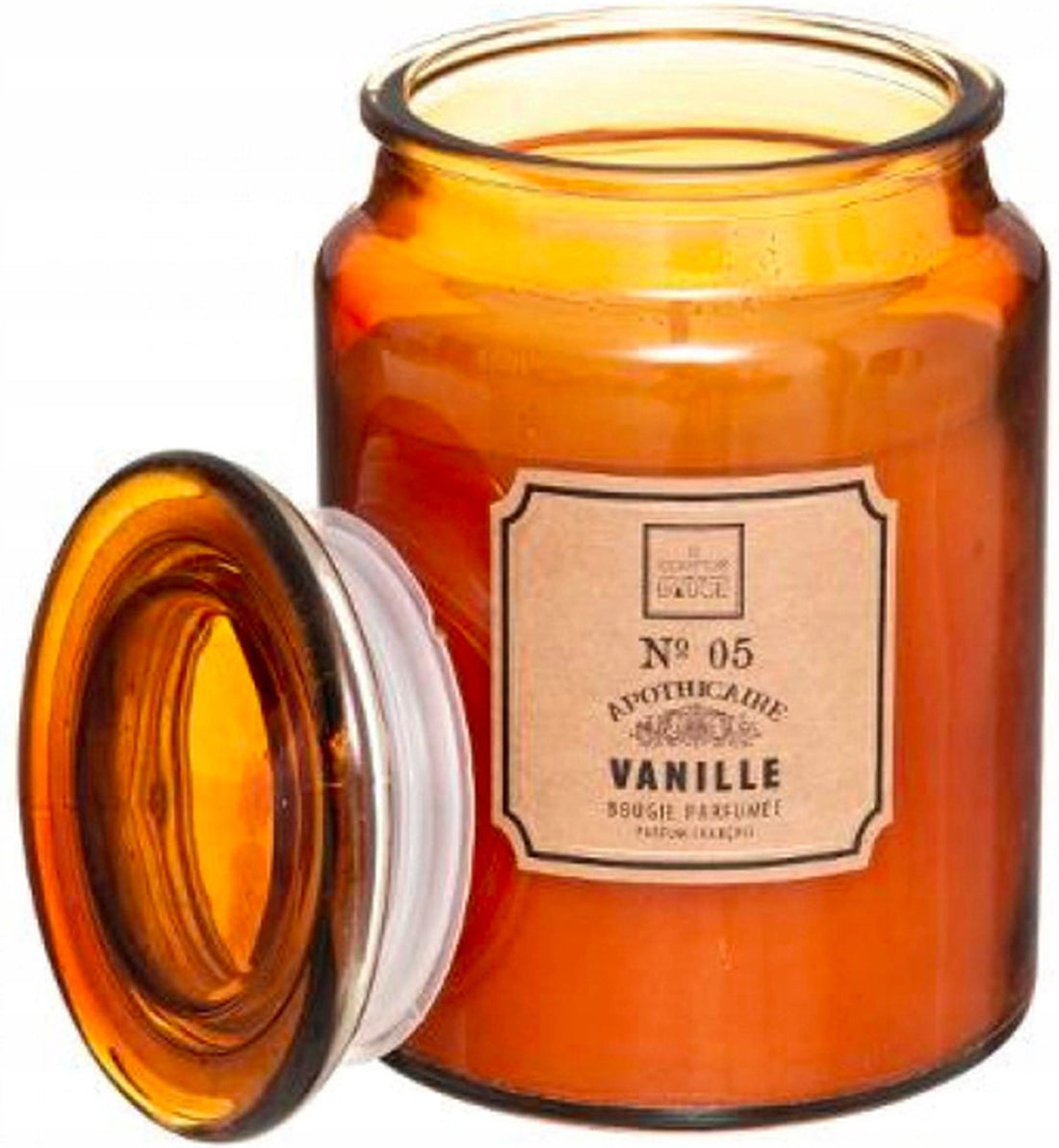 Geurkaars vanille in amberkleurige apothekerspot – 510 gram, 14,5 cm hoog