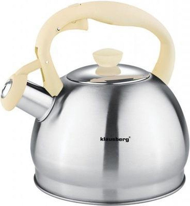 Klausberg 7043 fluitketel RVS – 1,8 liter, crème handvat