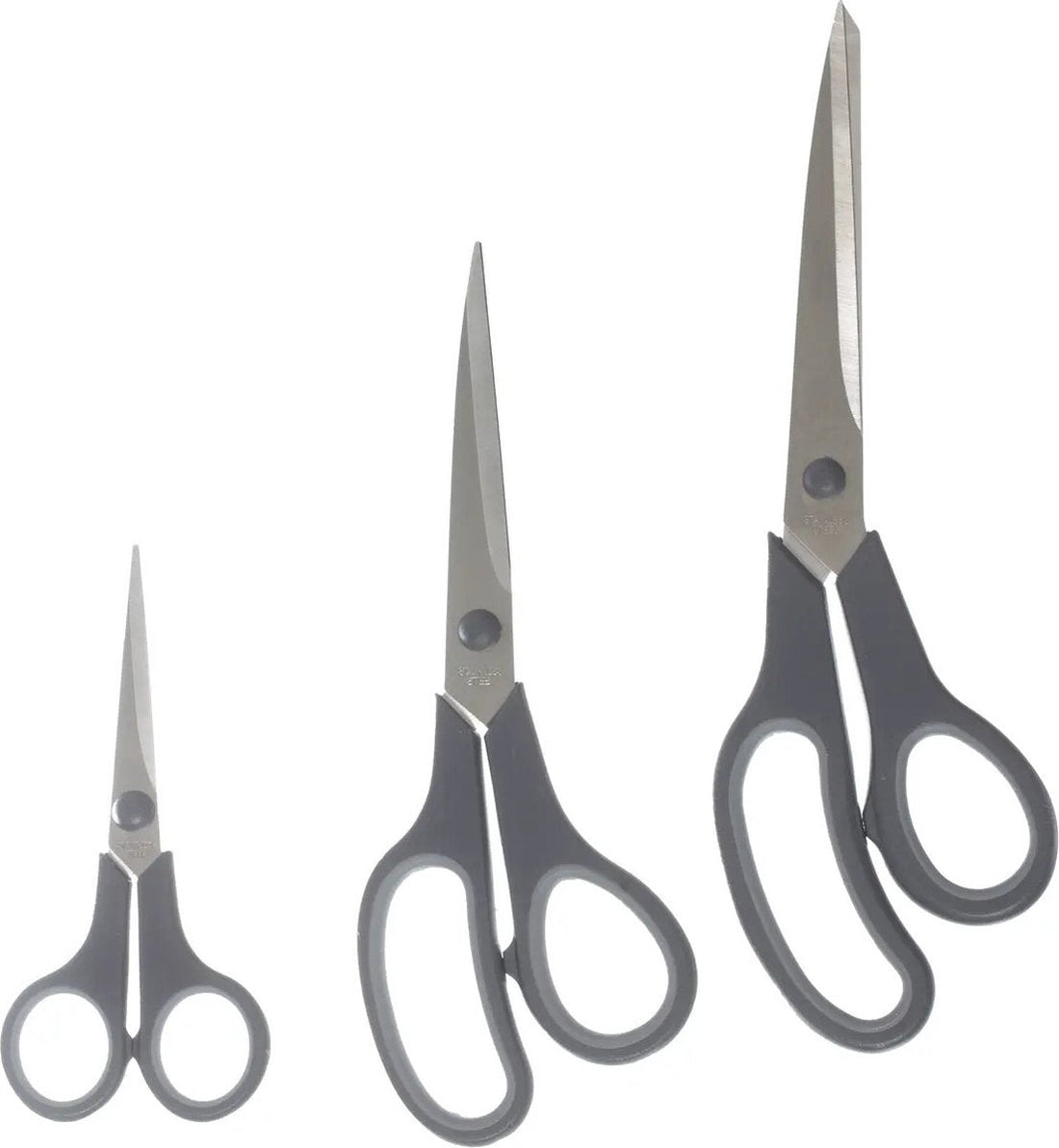 5Five Huishoud en keuken scharen set van 3x stuks - grijs - 25 / 21 en 14 cm - rvs metaal / kunststof - voedsel geschikt