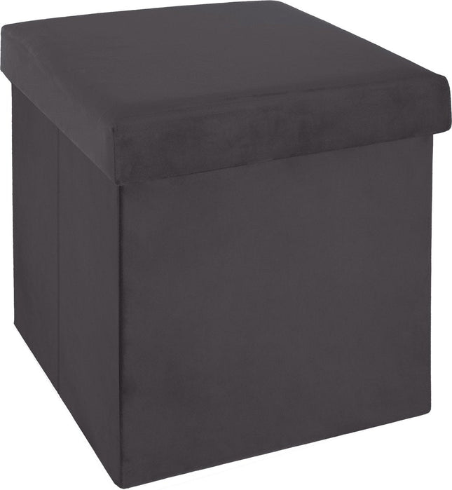 Atmosphera opvouwbare poef met opbergruimte – donkergrijs, 38 x 38 x 38 cm