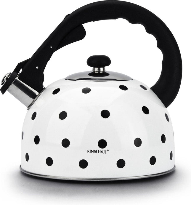 Kinghoff Whistling Kettle white dots - 2.6 L