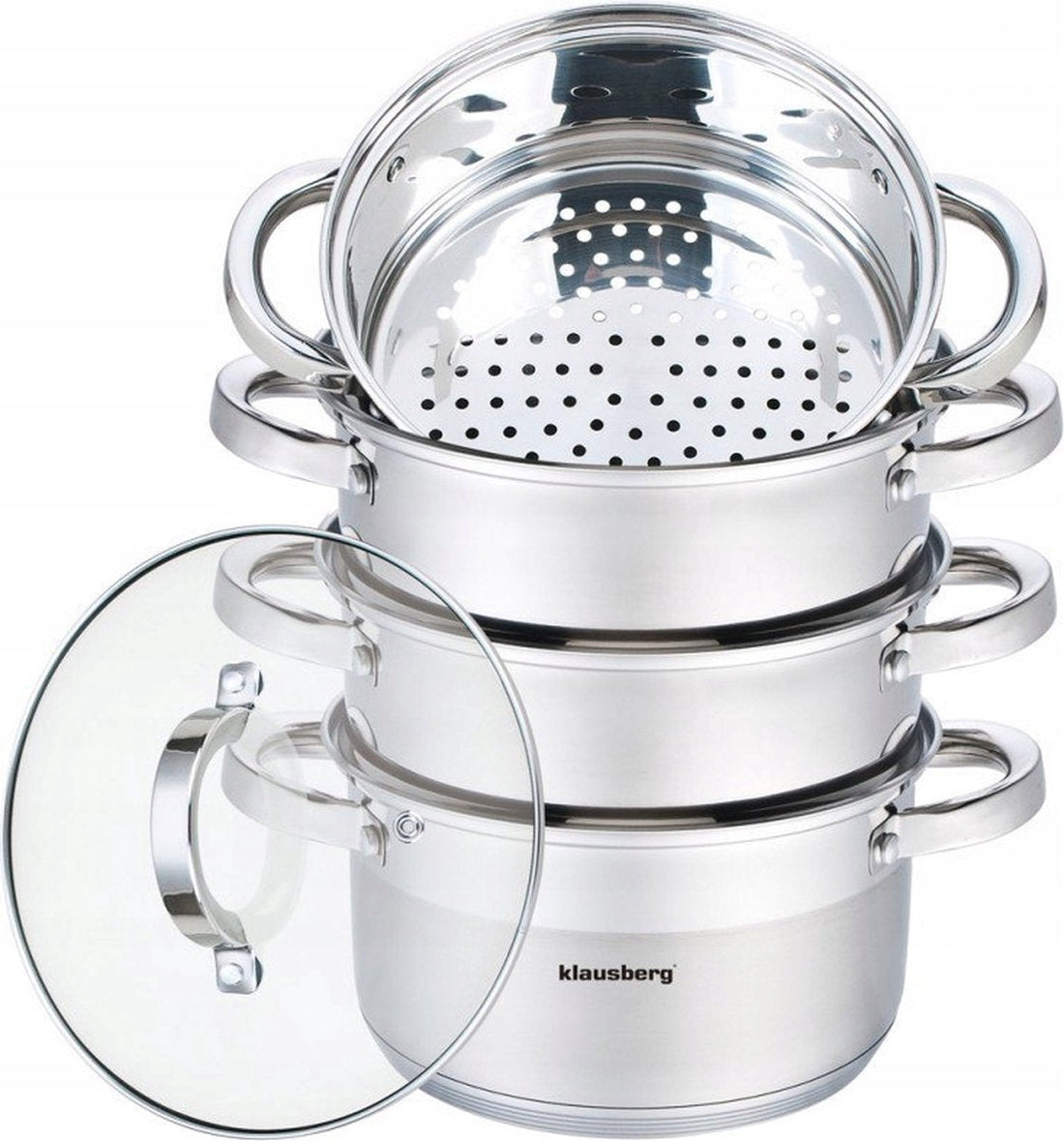 Klausberg Top Choice stoompan 5-delig, Ø 22 cm – rvs, ook inductie