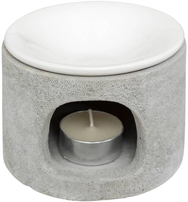 Geurbrander cement en keramiek – oliebrander met theelicht, grijs, Ø 11 cm