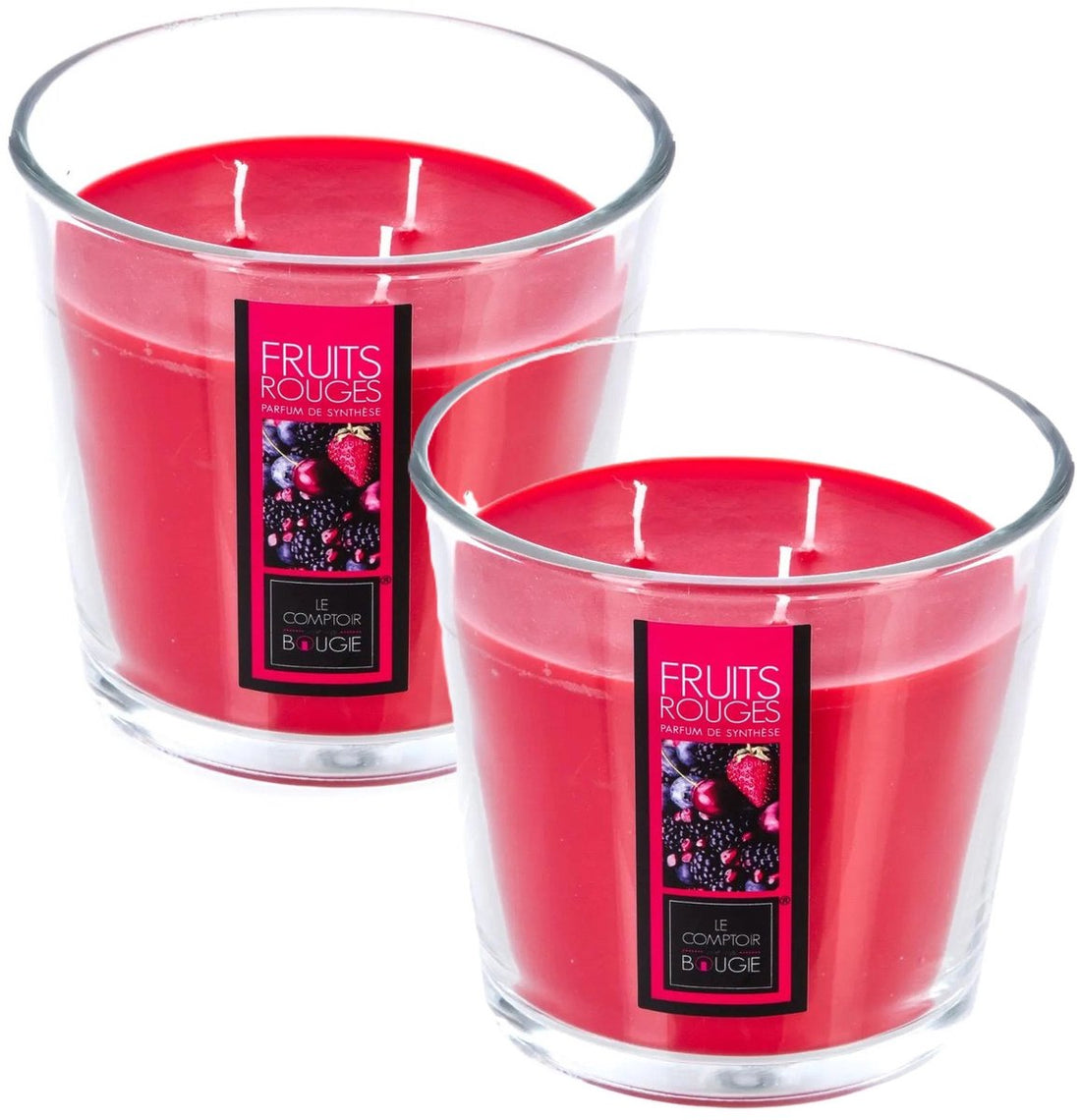 Atmosphera geurkaars rood fruit in glas – set van 2, met 3 lonten