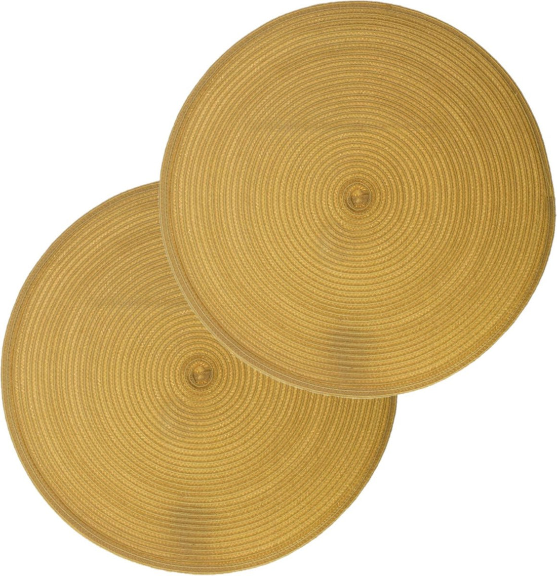 Set de 8 sets de table ronds Secret de Gourmet - jaune - plastique tressé - Diamètre 38 cm - Dessous de plat