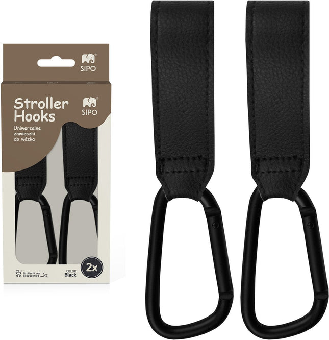 Sipo SCA-12 wagenhaakjes, set van 2 – eco-leer met karabijnhaak, tot 5 kg
