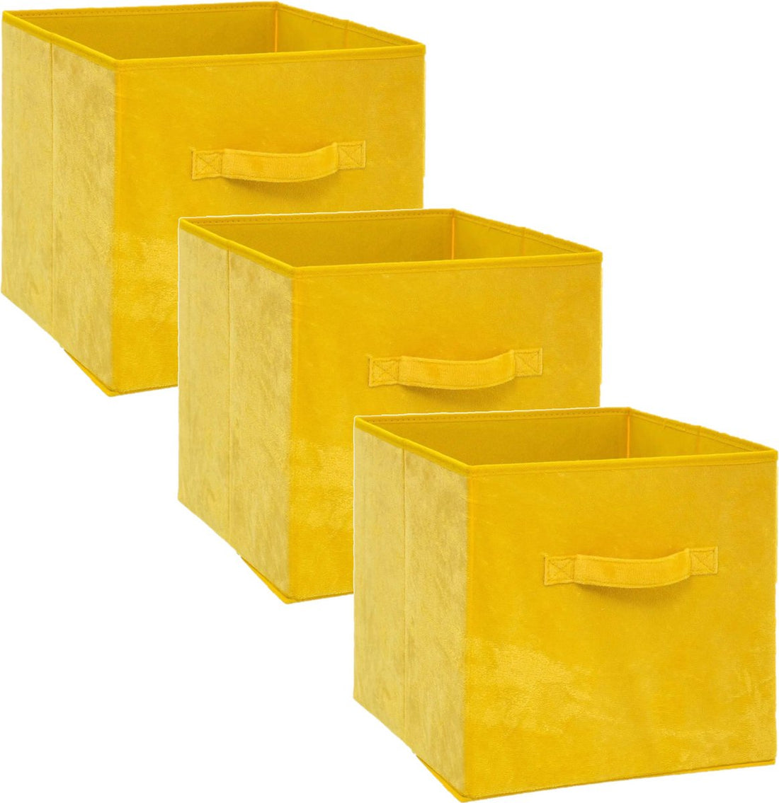 5Five Storage basket / cupboard basket - Set of 3 pieces - yellow - 29 liters - 31 x 31 x 31 cm - Storage boxes - Cubby storage baskets - polyester
