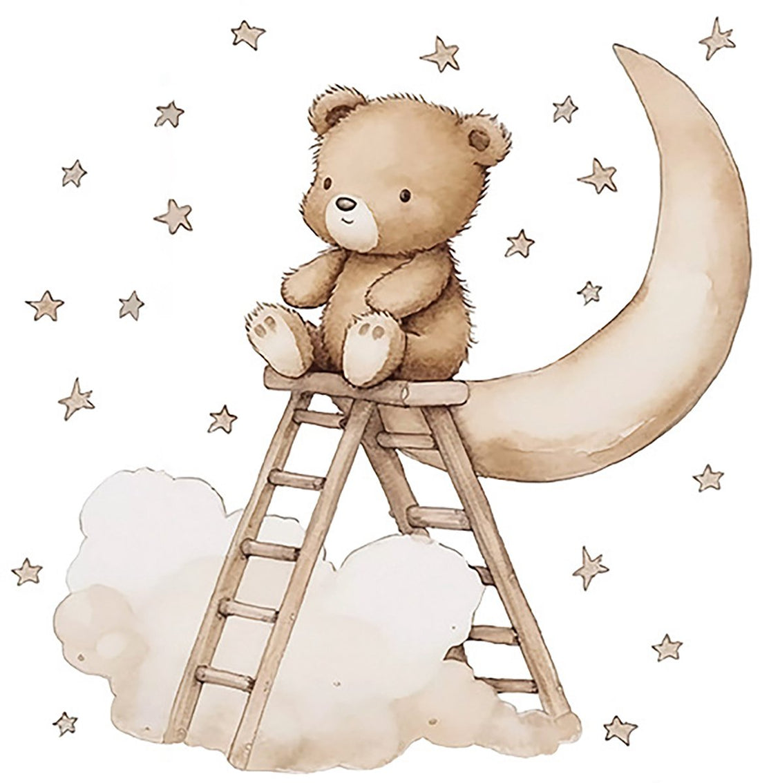 Sipo wandsticker beer op ladder – zelfklevend, kinderkamer, 62 x 60 cm
