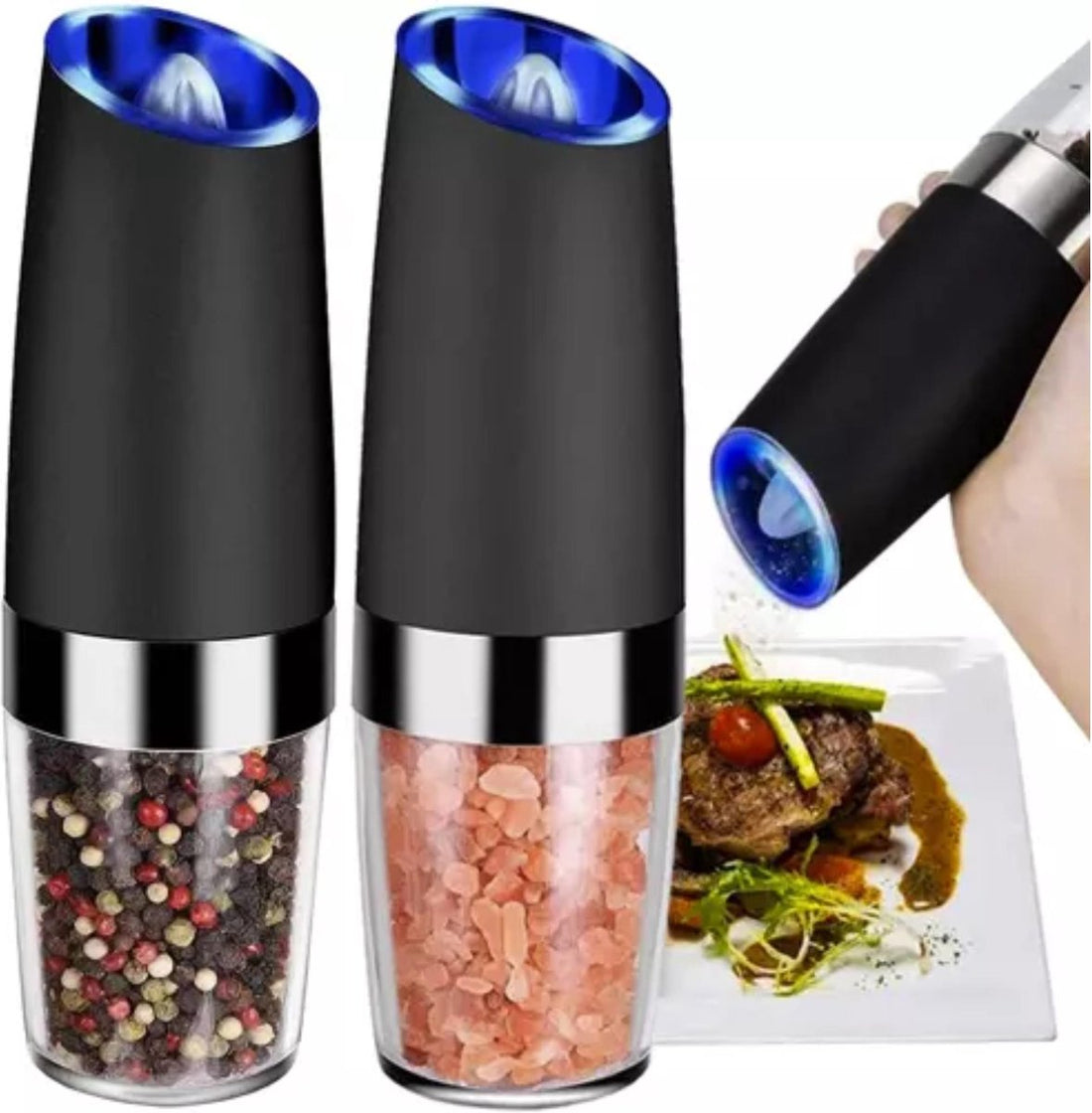 Ruhhy Electric Grinder Set 19558 - Efficient Kitchen Aid - Ceramic & LED-Illuminated