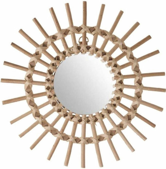 Atmosphera ronde wandspiegel Soleil – boho spiegel met rotan lijst, Ø 30 cm