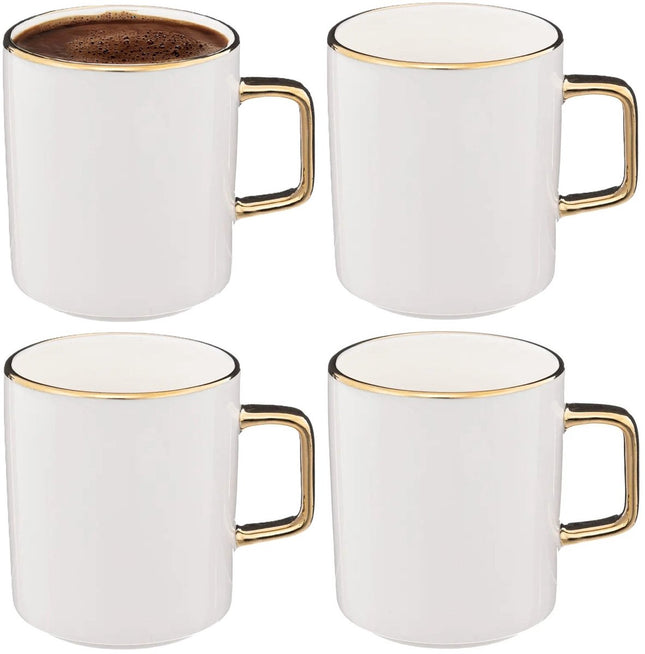 Secret de Gourmet Athena Coffee Mugs - 4 pieces - Ceramic - white / gold - 350 ml - 8 x 9 cm
