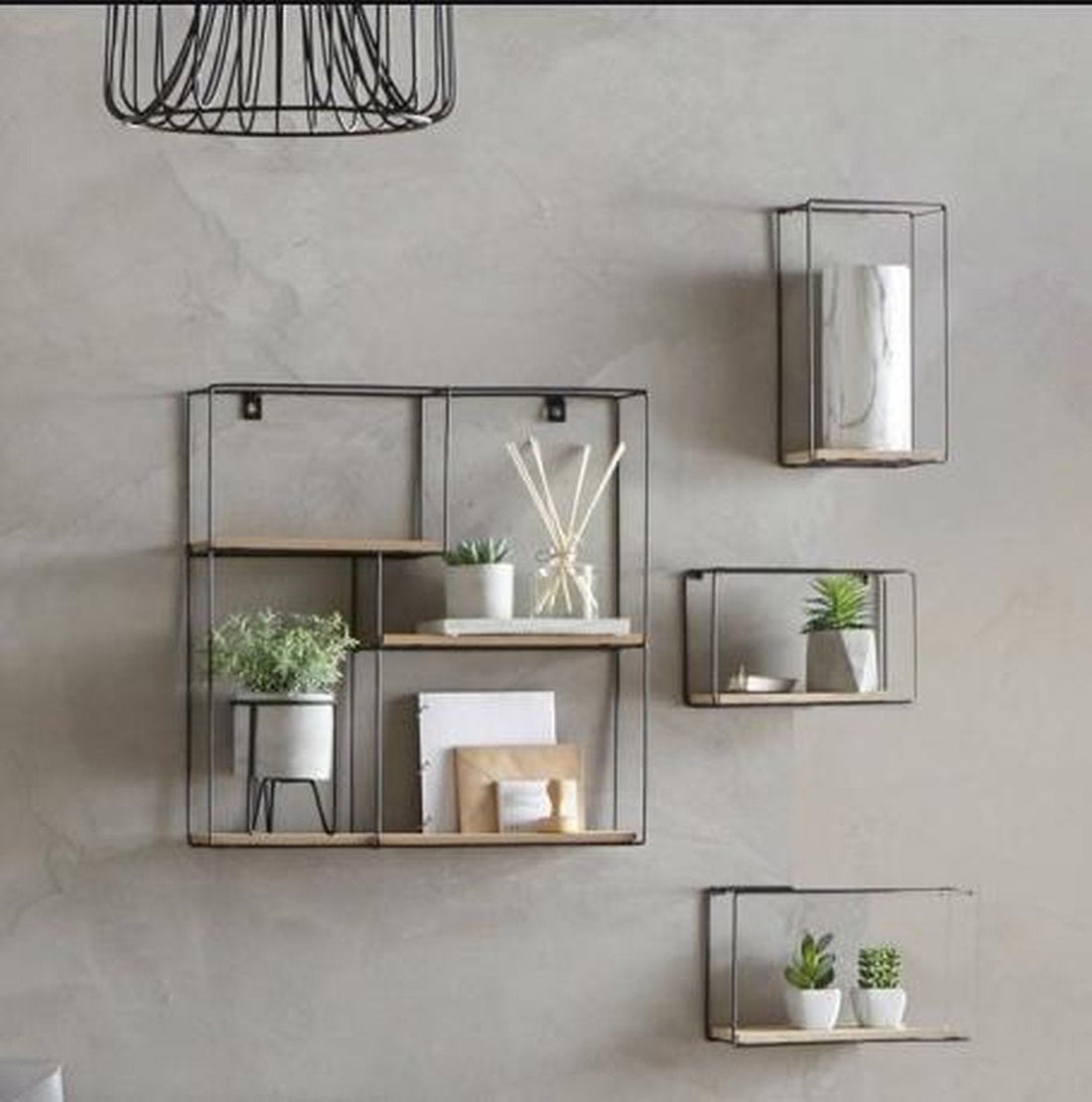Atmosphera wandrek set van 4 – zwarte wandplanken van metaal en MDF – foto 3