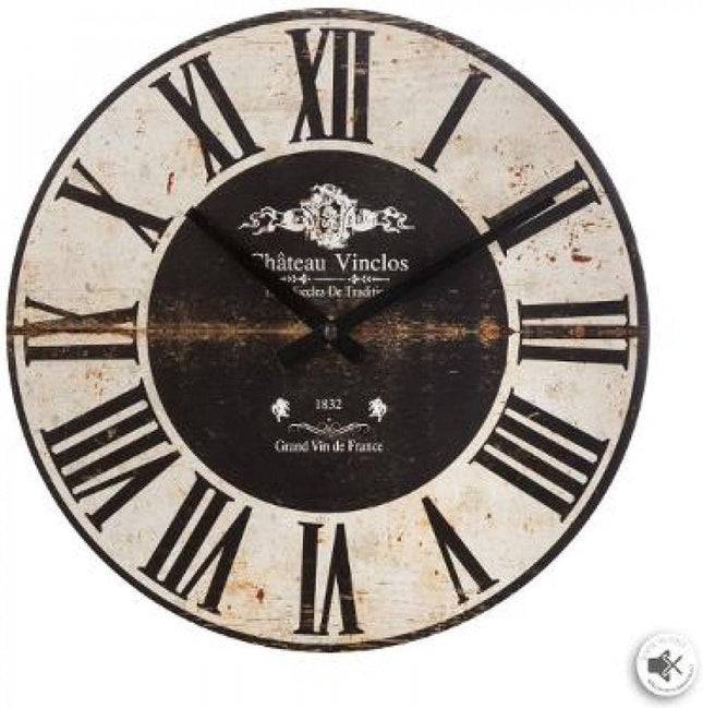 Authentieke klok - Diameter 28,8 cm - Stil uurwerk - Bruin met klassieke achtergrond