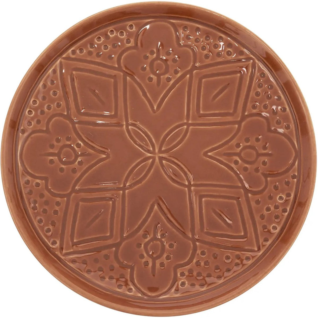 Sienna Dessert Plate Terracotta 20 cm - Earthenware Plate with Floral Print - Small Plate - Cake Plate
