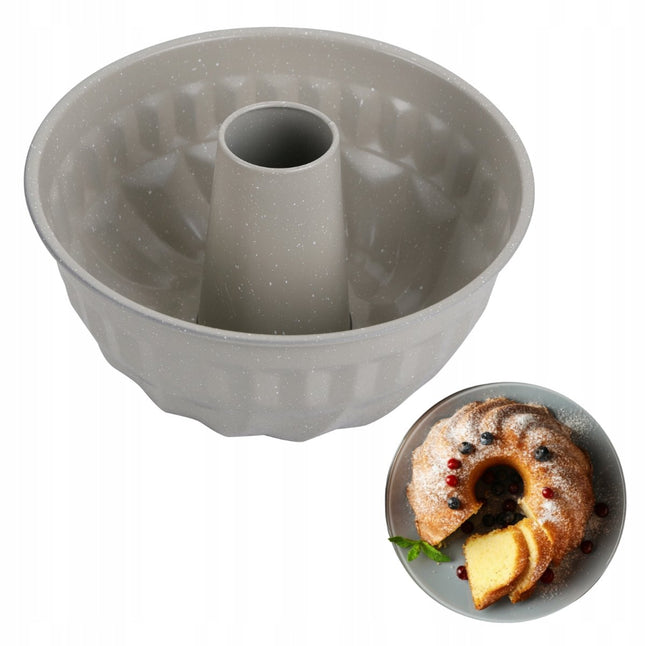 Kinghoff KH1993 tulbandvorm Ø 22 cm – cakevorm met gat, beige marmer