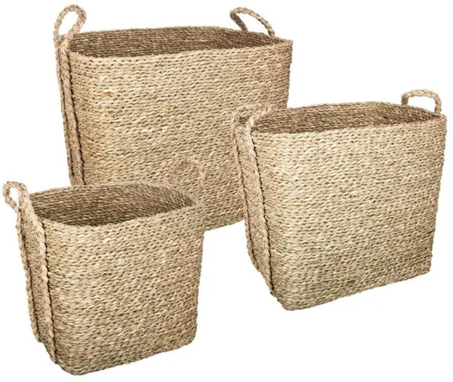 Set of 3 wicker storage baskets