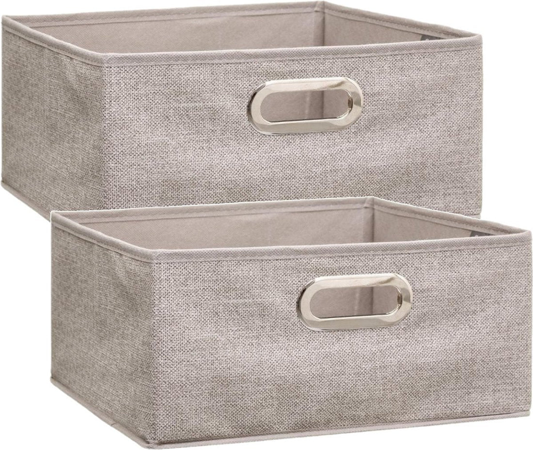 5Five opbergmand set van 2 – lage kastmand beige, 31 x 31 x 15 cm