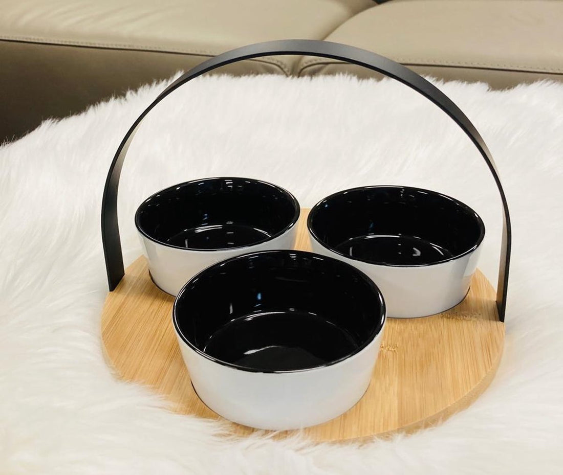 Cosy & Trendy tapasset – bamboe draagplateau met 3 schaaltjes, Ø 22 cm – foto 2
