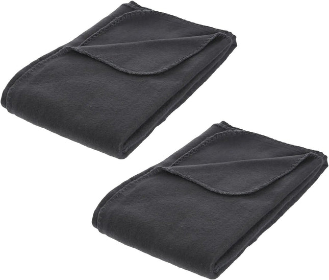 Atmosphera fleece deken antraciet – 2 polar fleece plaids, 125 x 150 cm