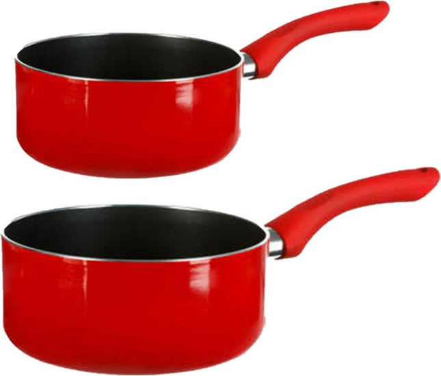 5Five - Casseroles en acier - Induction - Lot de 2 - Dia 16 et 18 cm - Rouge
