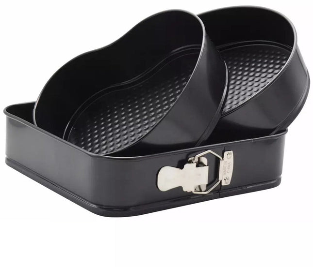Klausberg Baking Tin Set - 3-Piece - Non-Stick Coating - Square, Heart-Shaped, Round - Model KB7184